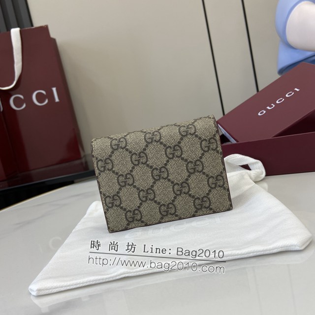 Gucci專櫃古馳最新款飾小紅貓細節GG迷你錢包 jh2025型號：818767